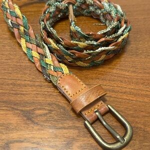 Vintage Braided Leather Belt – Multicolor